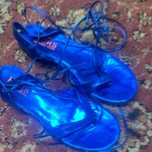 Michael Kors Shiny metallic Blue Lace-Up Sandals